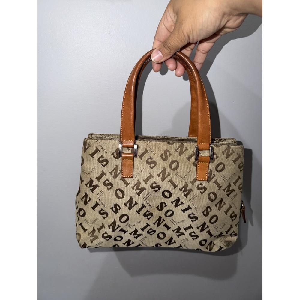 MISSONI Monogram Woman Bag Textile with Genuine Leather Trim Canvas Caramel 1